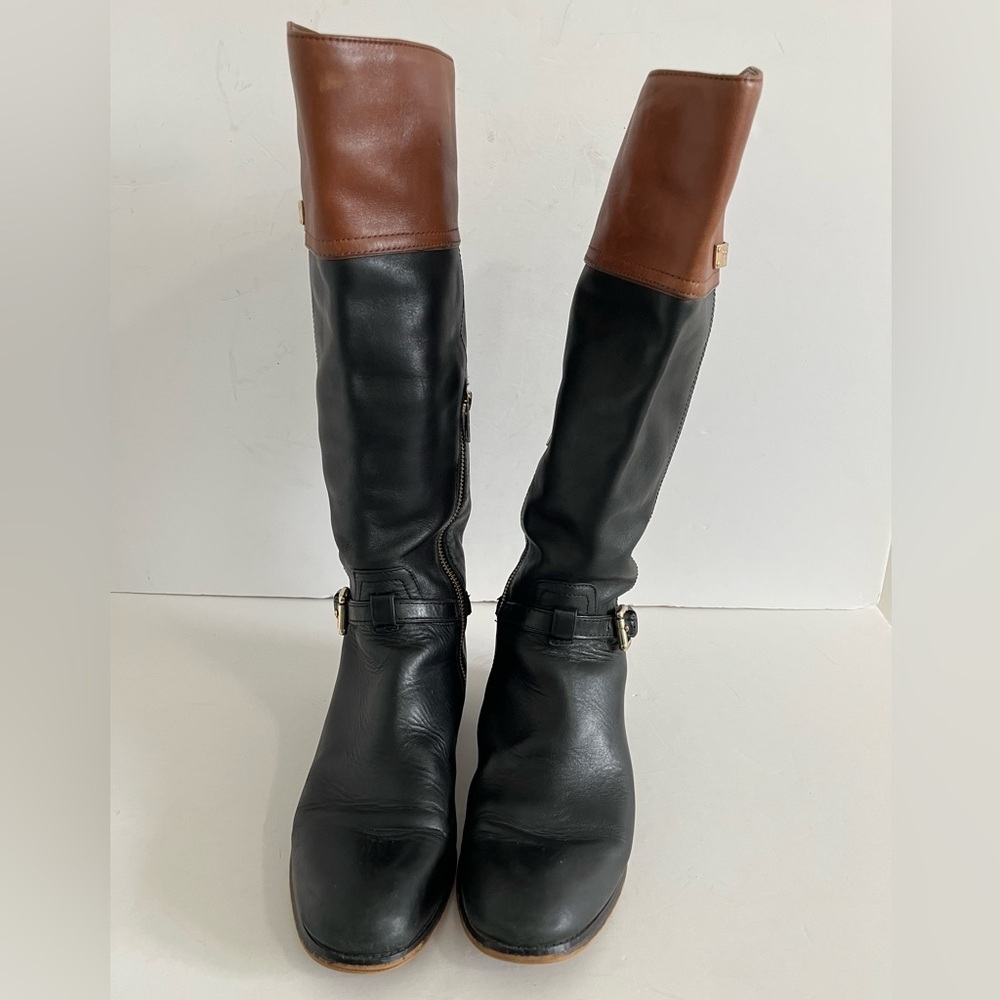 Coach Leather Knee High Boot Black Chestnut Size 8B - Picture 5 of 11